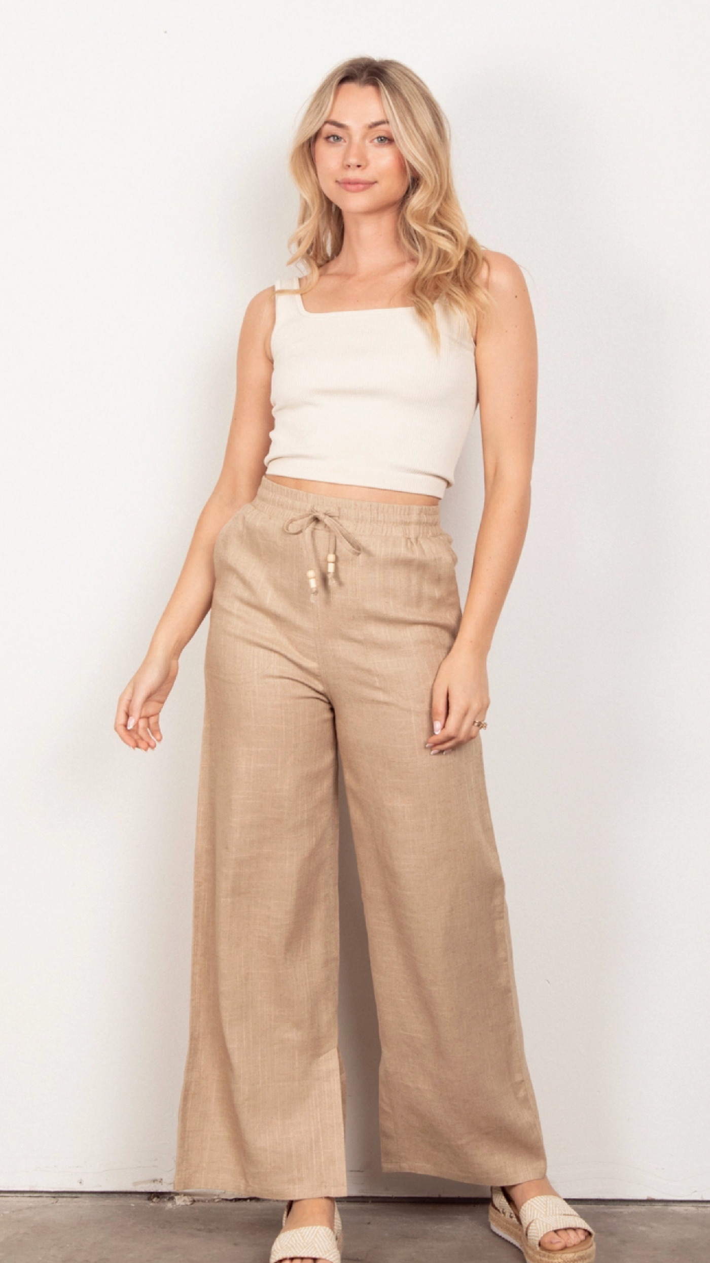 Presley Linen Pants - Khaki - Piper and Hollow Boutique