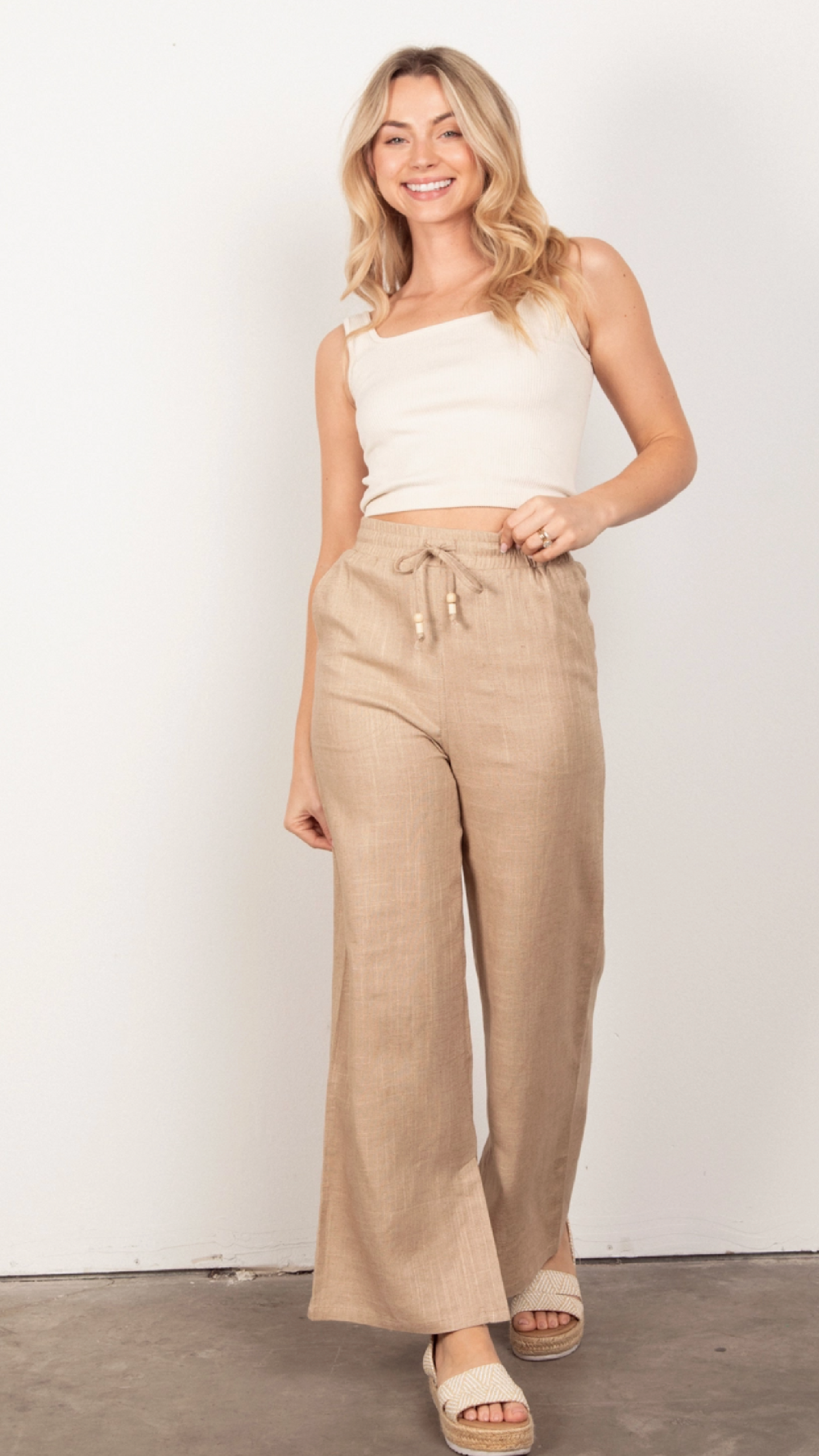 Presley Linen Pants - Khaki - Piper and Hollow Boutique