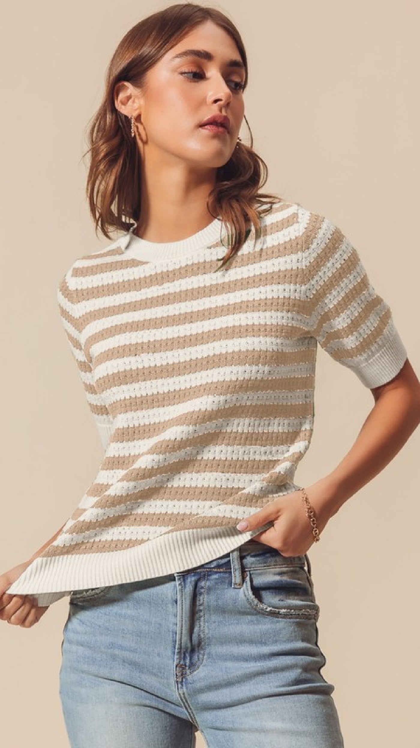 Eloise Sweater Top - Khaki